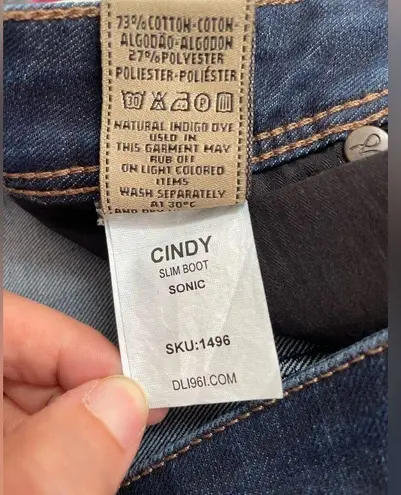 DL1961 Denim Cindy Slim Boot Cut Jeans in Sonic Dark Wash Mid Rise Size 32 NWT