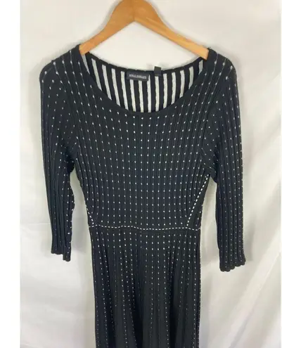 Nina Leonard Pleated Dot Sweater Dress Size Medium