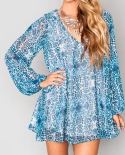 Show Me Your Mumu Blue Floral Tunic Dress Size S NWOT!