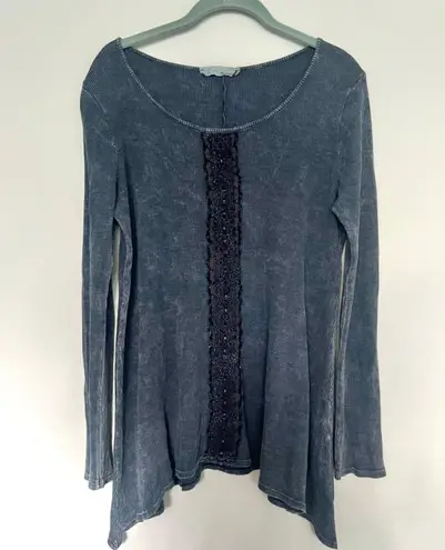 Chatoyant Blue Sponge Knit Blouse Top