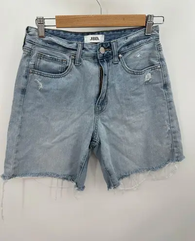 JBD Bermuda Jean Shorts Women Size 2 Cut Off Light Wash High Rise Denim Blue