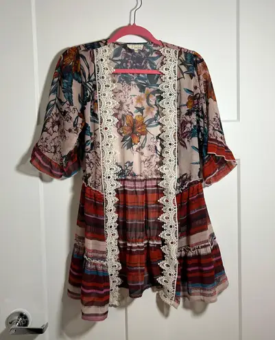 Tru Self Medium/large lace sheer kimono cardigan duster jacket