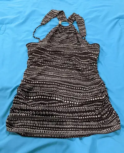 BCBGMAXAZRIA Brown and White Patterned Halter Top