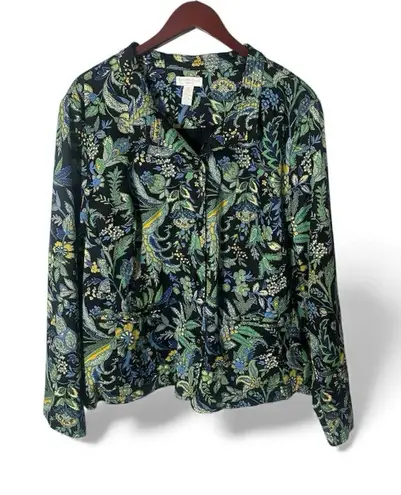 Charter Club Paisley Blazer Womens 2X Botanical Garden Floral Business Causal