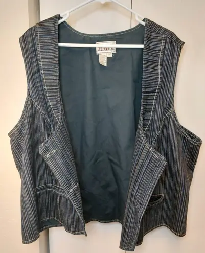 Ami Dark Blue Denim Pinstripe Vest Size 3X Vintage Western Boho Twee Y2K Preppy