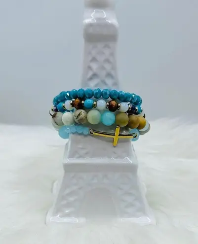 Stainless Steel Cross beaded Arm Candy Bracelet