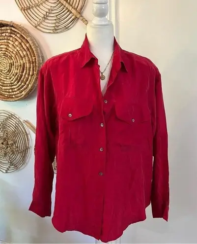 Valerie Stevens Vintage Silk Shirt M Quiet Luxury Minimalist Power Blouse