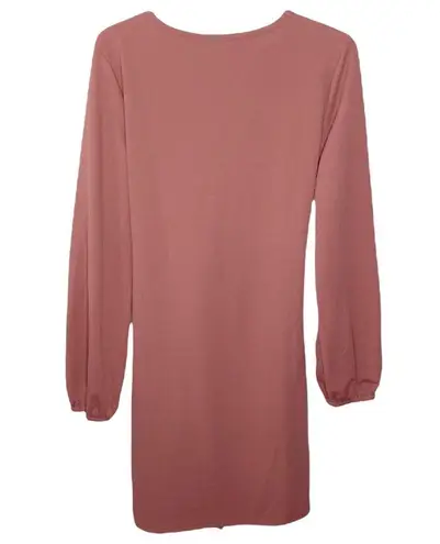 Pretty Garden Elegant Lantern Sleeve Tie Waist Knit Cocktail mini Dress size M Tan Size M