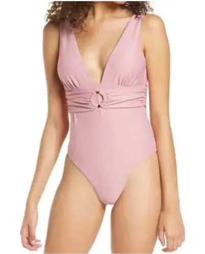 Chelsea28 Belted Textured One-Piece Swimsuit Pink Women’s Small