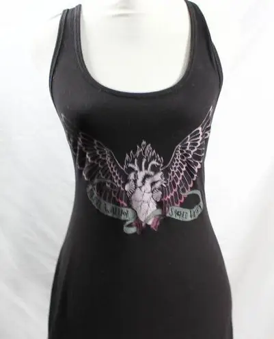 Next Level Apparel Edgy Athletic Athleisure Racerback Tank Top Anatomical Heart Soft Black