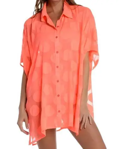 La Blanca NWT Mod for Dot Cover-Up / Top Hot Coral Size Large