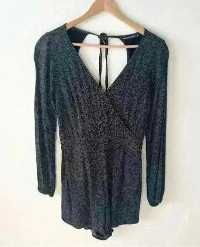 Abercrombie & Fitch  S Black Dot Print Romper Long Sleeve Shorts - Image 1