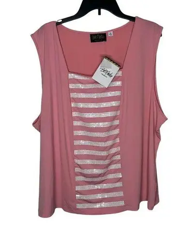 Bob Mackie Women's Top Wearable Art Sleeveless Square Neck Pink Plus Size 3X NWT