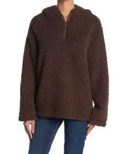 Forgotten Grace NWOT Hooded Quarter Zip Faux Shearling Pullover XL