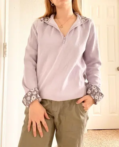 Orvis  Lavender Floral Detail Quarter Zip Sweatshirt