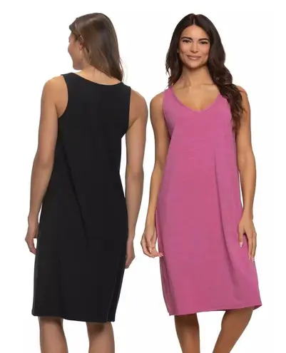 Felina Cotton Modal Stretch Sleep Dress 2-Pack Sz M Black Raspberry Brand New