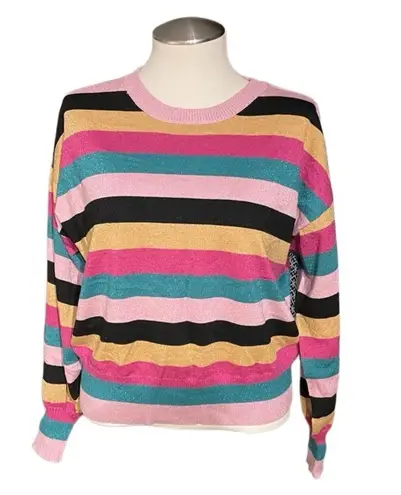 Nine West  Metallic Striped Crewneck Sweater Size XL