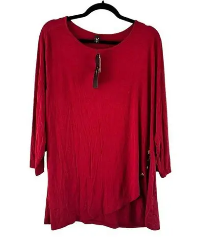 Allegra K Tunic Top Button Accent 3/4 Sleeve Casual Blouse XXL