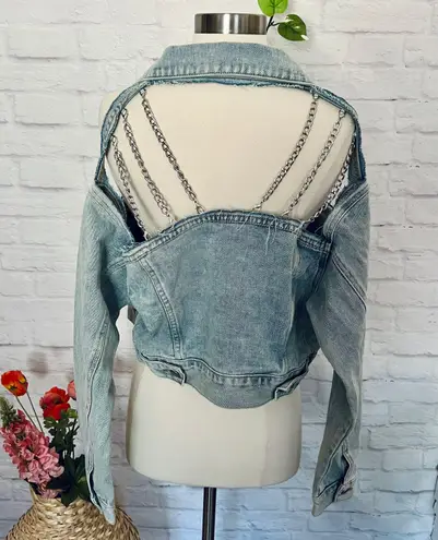 Boutique Chain Back Denim Jacket
