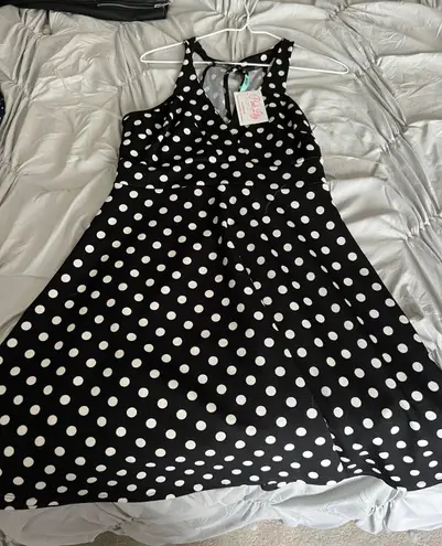 Pink Lily Black Poka Dot Dress