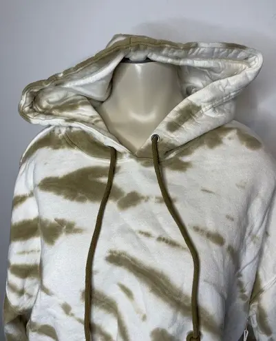 Good American  Women's Size 2 Cropped & Cool Hoodie White Tan Putty Tie Dye NWT