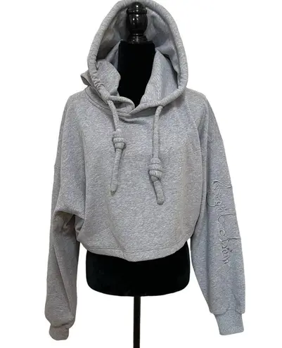 For Love And ZY Studios Women's Cropped Grey Hoodie With Velour Lining Size S.