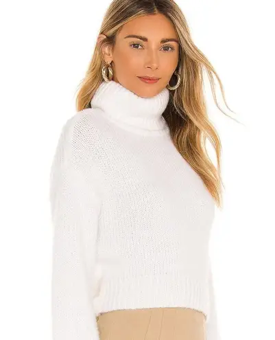 Majorelle White Elouise Tie Back Long Sleeves Foldover Neckline Sweater Size Med