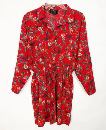 AX Paris Tribal Print Long Sleeve Red Dress Size 10