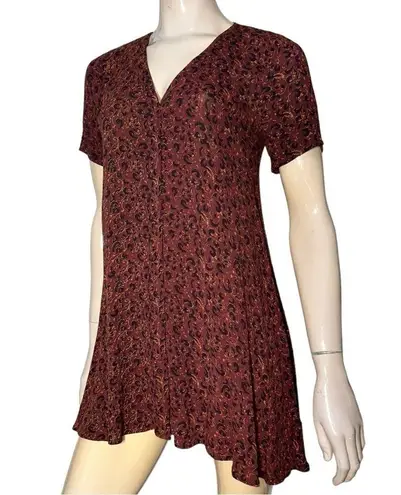 Staring At Stars Urban Outfitters Y2K Size XS Burgundy Print Short Tunic Dress