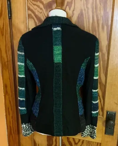 VTG Y2K Unique Emma G bright striped sweater blazer coatigan Green Size M