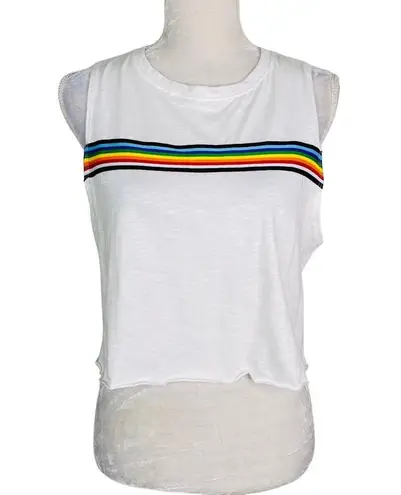 Tres Bien Sleeveless Cropped Tee Rainbow Large New