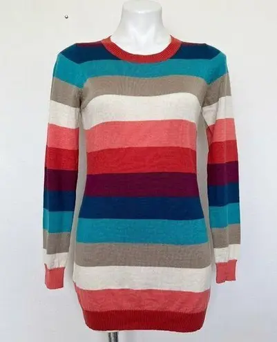 Vintage sheep hair dress sweater SMALL multi Long Sleeve comfy cozy crew neck Blue