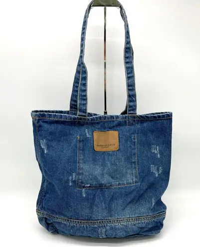 American Eagle  Outfitters Denim Tote Bag Classic Beach Travel School Bookbag