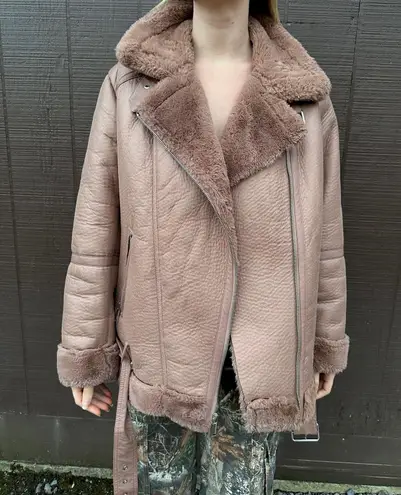 BCBGMAXAZRIA BCBG Faux Shearling Motto Coat