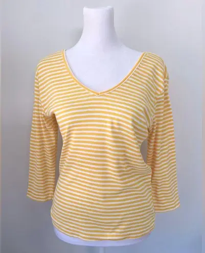 Esprit Vintage Y2K Yellow & White Striped Long Sleeve T-Shirt