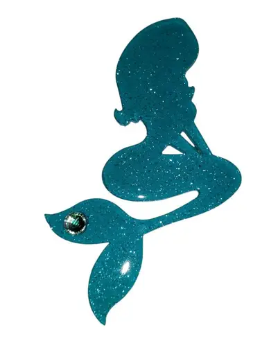 Handmade unique retro resin pinup brooches - Barbie head, mermaid, and poodle