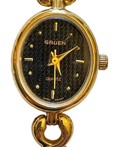 Gruen Quartz Gold Tone Wrist Watch Bracelet