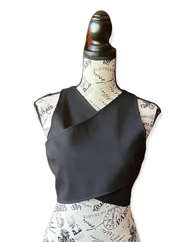 Intermix Womens Black V Neck Sleeveless Crop Top S
