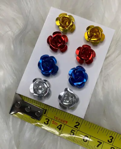 NWOT Rose Flower Earrings // Flawed Multi