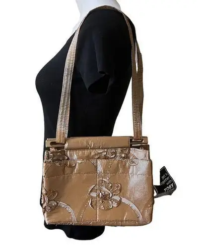 NWT, Vintage Toby Weston Hand Crafted 3D Floral Pattern Fabric Bag