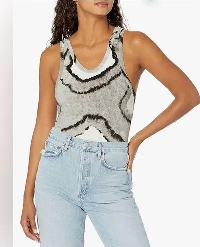 Norma Kamali Racer Tank Bodysuit Black Tye Dye M