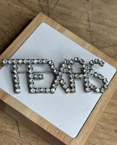 Texas Rhinestone Crystal Brooch Pin Silver