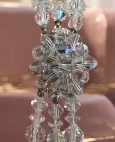 Vintage Aurora Borealis Crystal Bead Bracelet 1950s Old Hollywood Glam