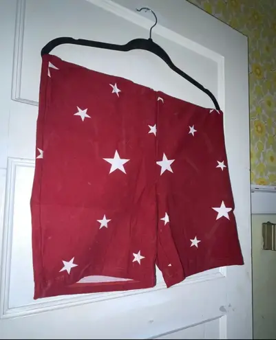 LuLaRoe 2XL Biker Shorts • Americana Collection • Red With White Stars • NWT