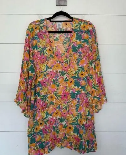 Anne cole Women’s M/L Floral Swim Coverup Beach Pool