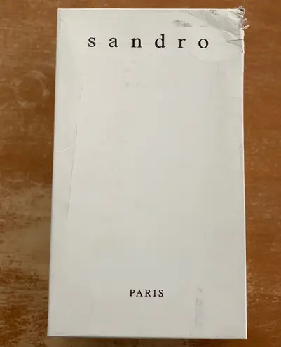 Sandro New in Box NOIR Susie Leather Studded Scalloped Straps Flat Sandals Size 37