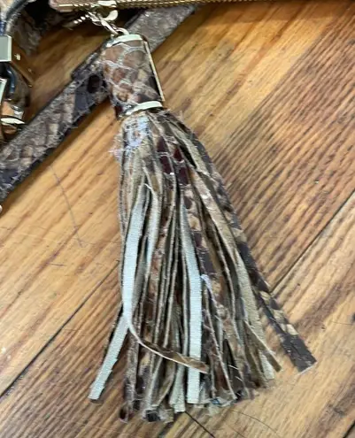 Michael Kors  Embossed Leather Crossbody Bag Brown Python Snakeskin