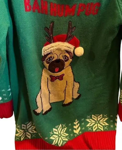 United States Sweaters UNITED STATES SWEATER Bah Hum Pug Christmas Sweater Size Large Ugly Xmas Sweater
