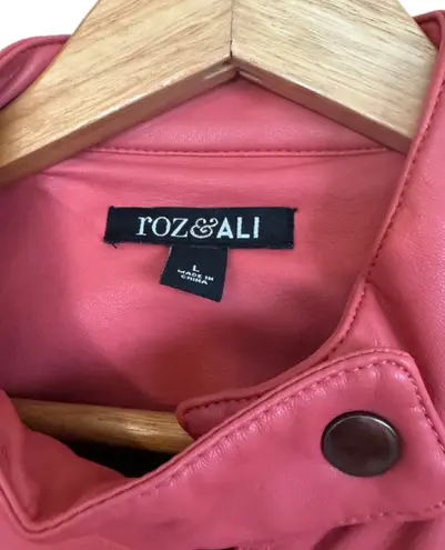 Fox & Ali Faux Leather Jacket. Salmon Color. Large. Orange