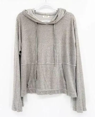 Bella Dahl Striped Hoodie Split Back Gray White Size L